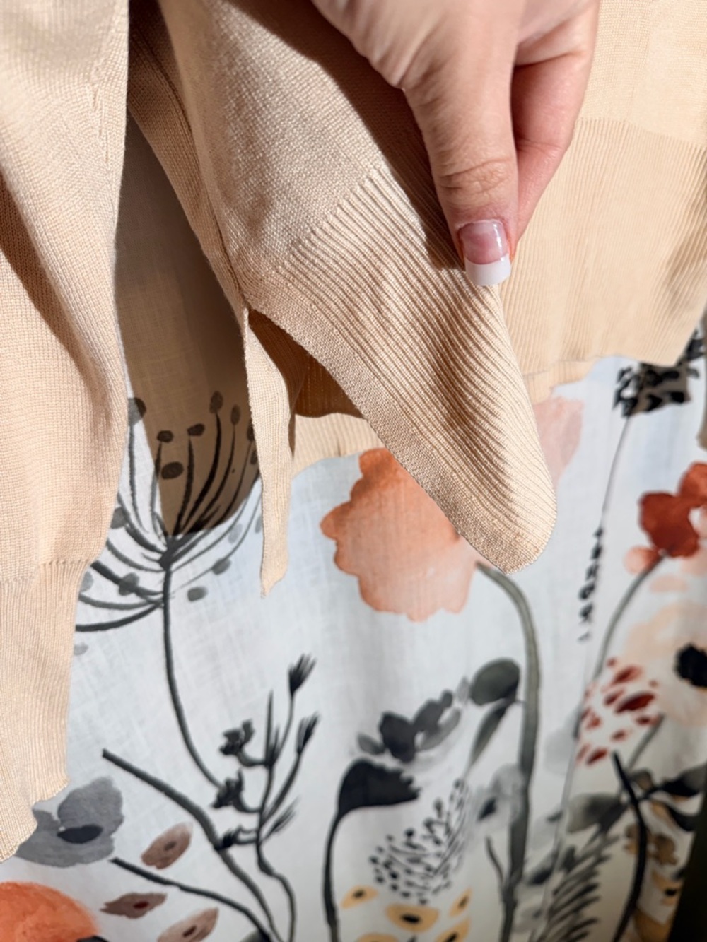 Light Beige Knit Top with Small Chest Pocket - Picture 4 of 10